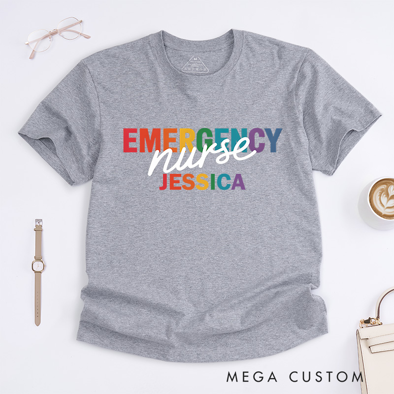 Personalized Nurse T-Shirts Vibrant Emergency Nurse Fashion Design T-Shirts