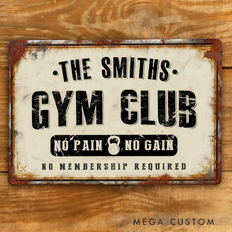 Personalized Home Gym Sign Metal Wall Door Signage Fitness Room Decor Vintage Retro Tin Plaque