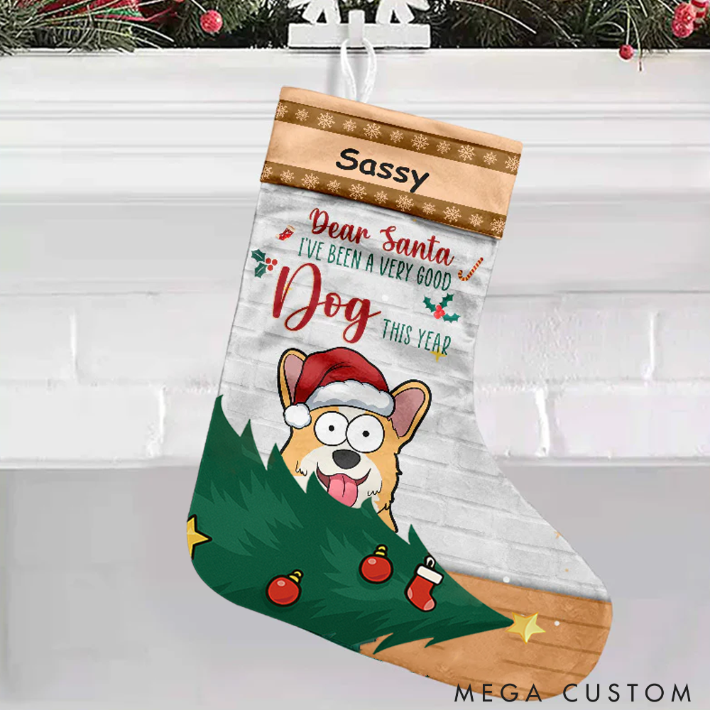 Personalized Dog Lover Dear Santa I've been a Very Good Dog this Year Christmas Stockings