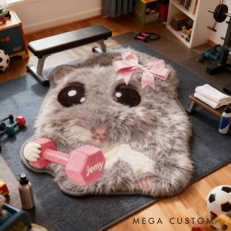 Personalized Sad Hamster Lifting Doormat and Workout Transform Gym Space with Custom Name Powerlifting Gift Funny Fitness for Fitness Gym Owner Lovers