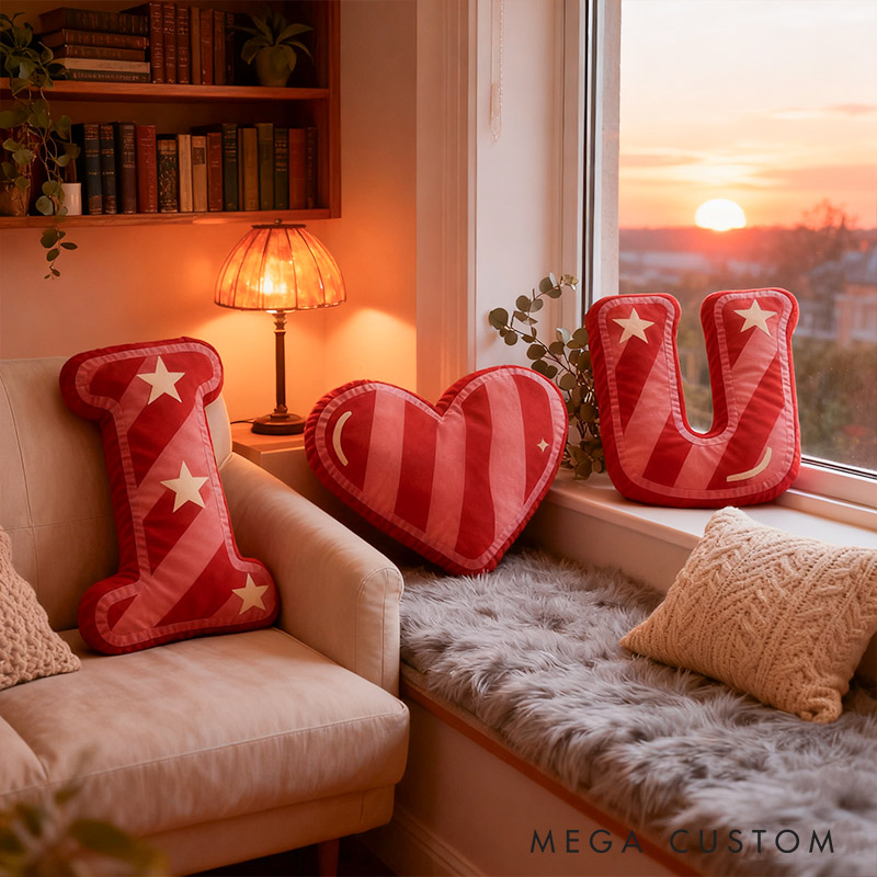 Personalized Girlfriend Initials Pillow Custom Couple Newlyweds Letter Cushion DIY Name Pillow First Christmas Pillow for Husband Wife Boyfriend