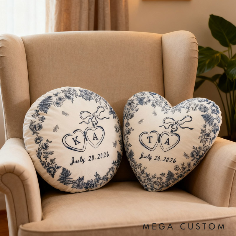 Personalized Couple Bow Locked Initials and date Pillow Custom Wife Husband Pillow Newlyweds Wedding Sentimental Cushion First Christmas Married Gift