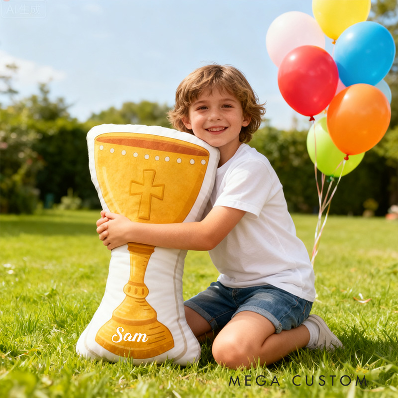 Personalized Chalice Pillow with Custom Name Home Decor Religious Pillow Catholic Gift Faith Gift Mass Pillow