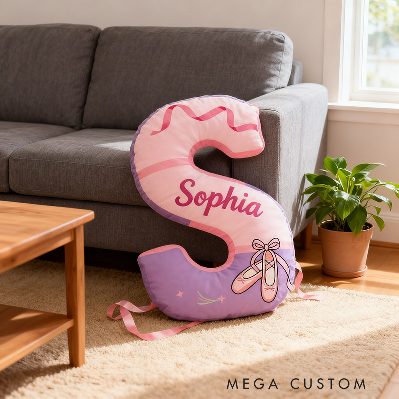 Personalized Ballet Dance Pillow With Your Own Name Soft Stuffed Toy for Kids Unique Decorative Cushion for Girls' Room