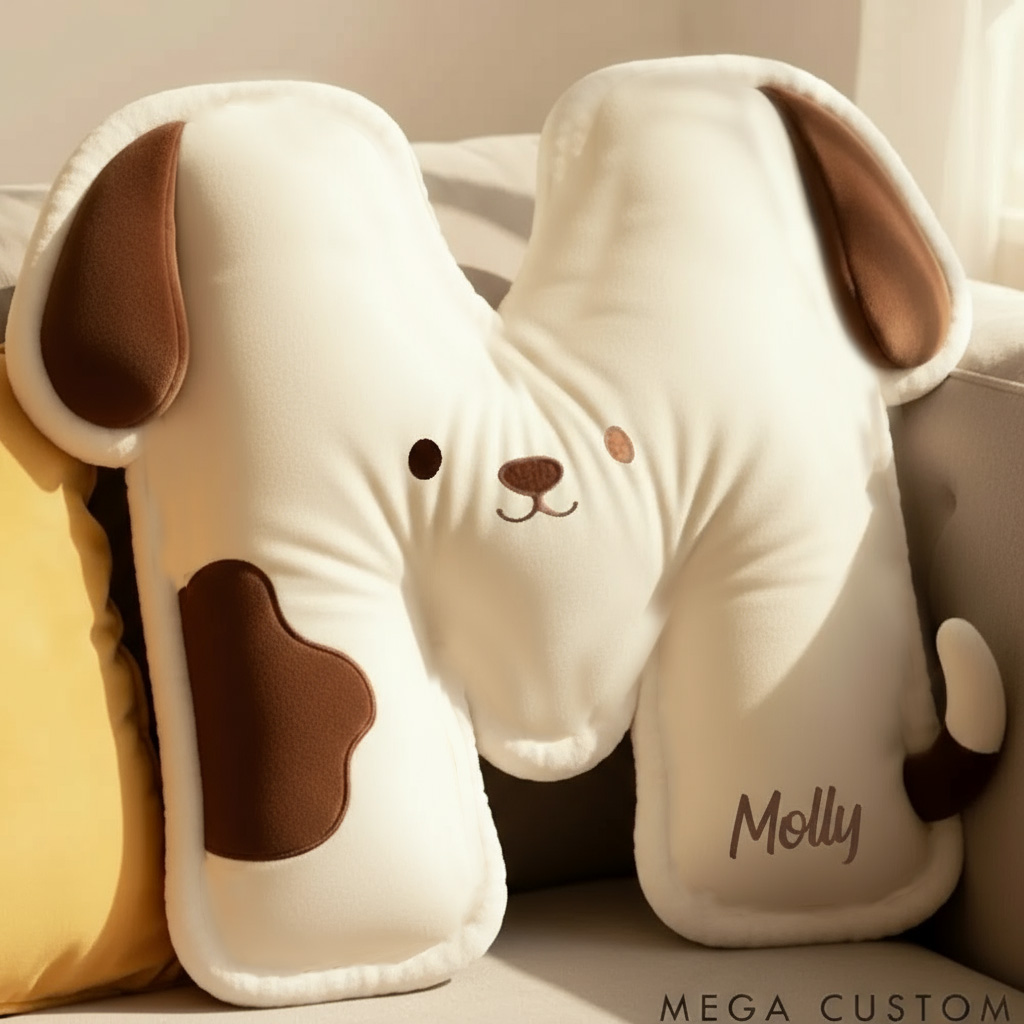 Personalized Dog Lover Letter Pillow with Custom Name Design Graphic 3D Print Pillow