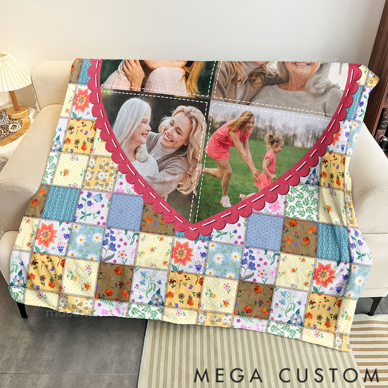 Personalized Family Each Patch Stitched with Love Photo Blanket