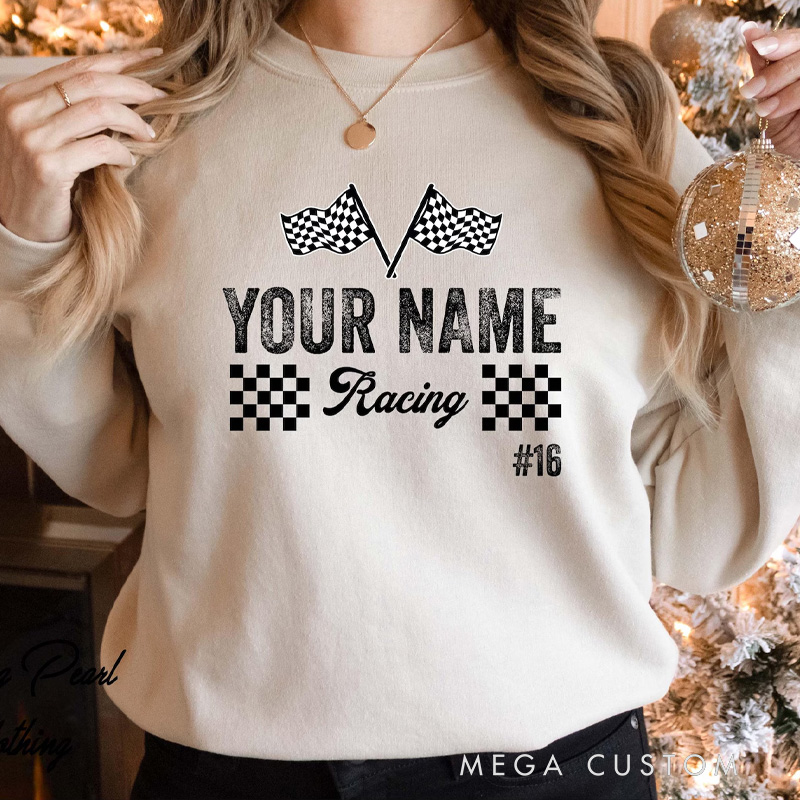 Personalized Cycling Race Sweatshirts with Number And Name Custom Racing Your Name Sweatshirts Gift for Race Lover Hoodie Riding Lovers