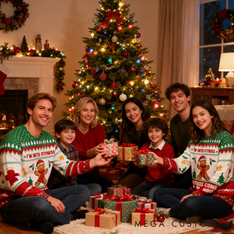 Personalized Merry Fitmas Ugly Christmas Sweater Funny Gingerbread Fitness Ugly Christmas Sweater Holiday Pullover for Fitness Gym Lovers 