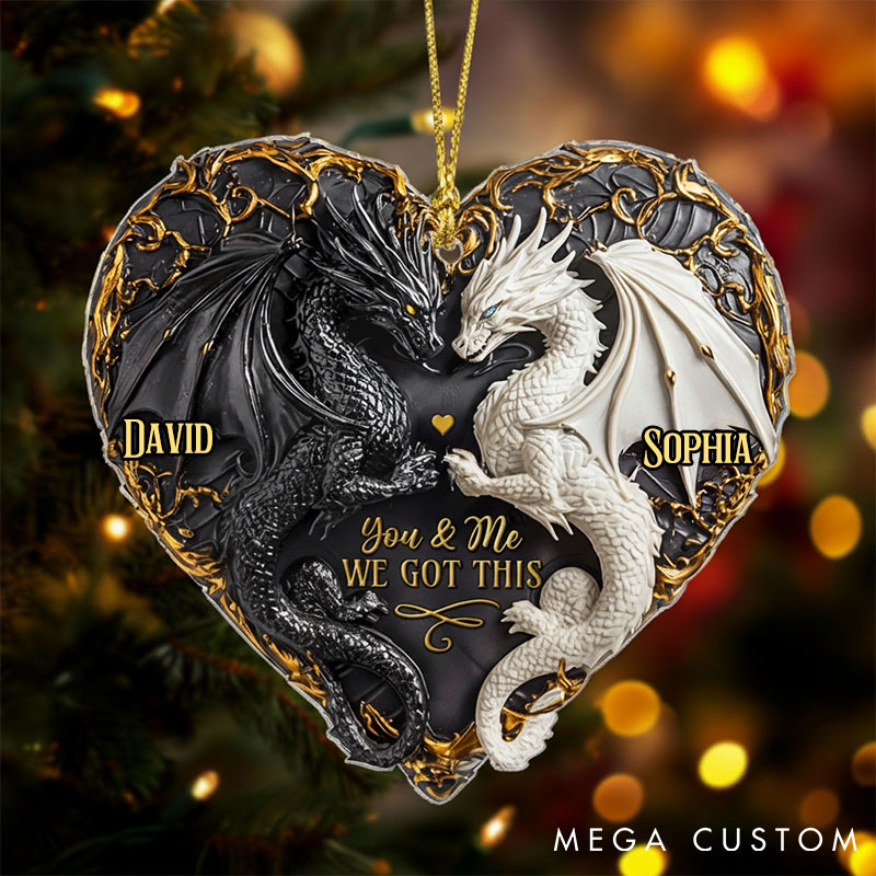 Personalized You and Me We Got This 2D Flat Acrylic Ornament Dragon Couple Halloween Ornament Couple Xmas Ornament Couple Keepsake Gift