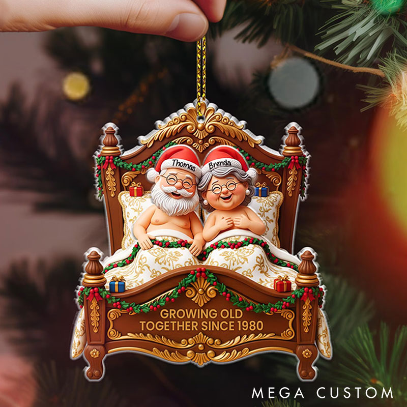 Personalized Growing Old Together Since Couple Chrismas Tree Decoration with Names for Girlfriend Boyfriend Chrismas Gift for Husband Wife