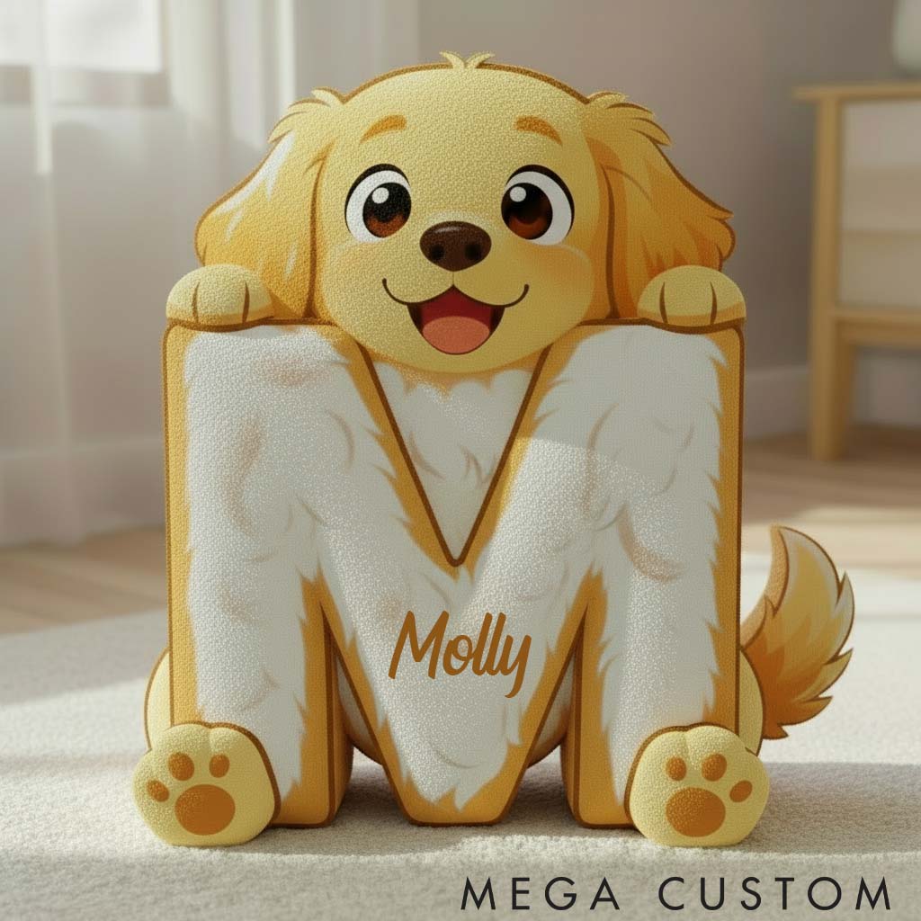 Personalized Dog Lover Golden Retriever Letter Pillow with Custom Name  Graphic 3D Print Pillow