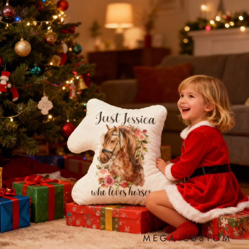 Personalized Equestrian Just A Girl Graphic 3D Print Pillow for Riding Enthusiasts Horse Lovers Rider Racing Soft and Funny Home Decor