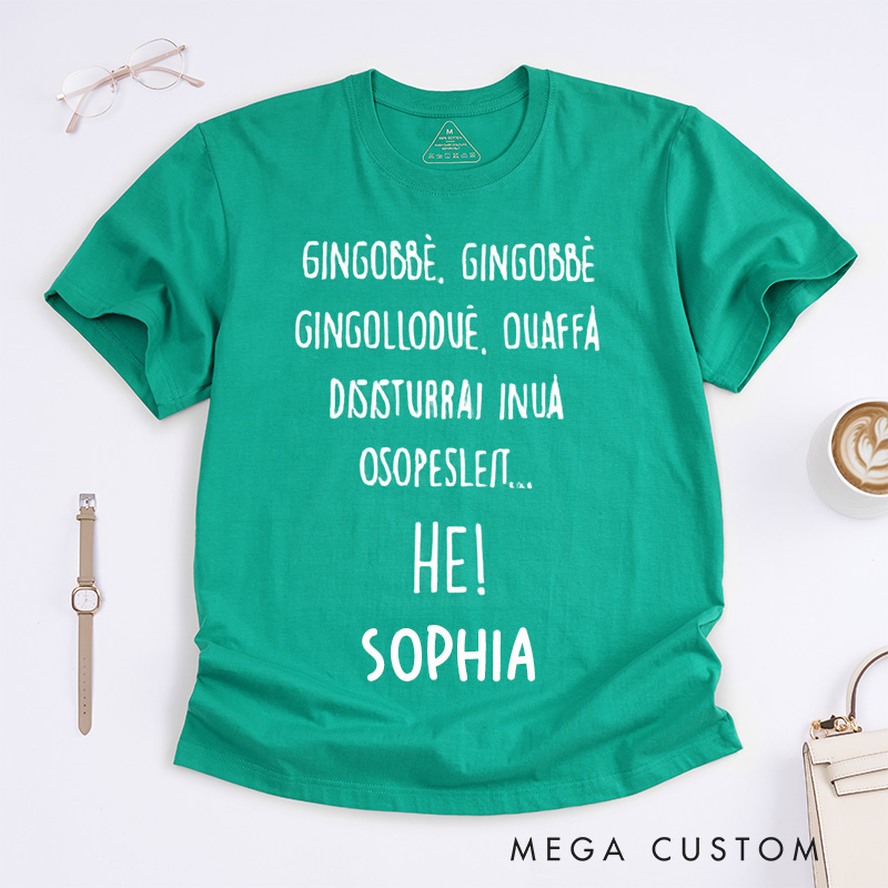 Personalized Funny Gibberish Message Classic T-shirt Custom Name Unisex Gift Unique Humor Creative Words Tee for Friends Family Music Lover Present