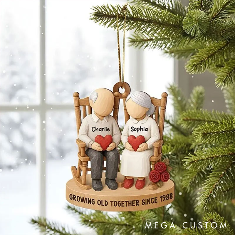 Personalized Heart Couple Growing Old Together since Ornament Chrismas Tree Decoration with Names Chrismas Gift for Husband Wife