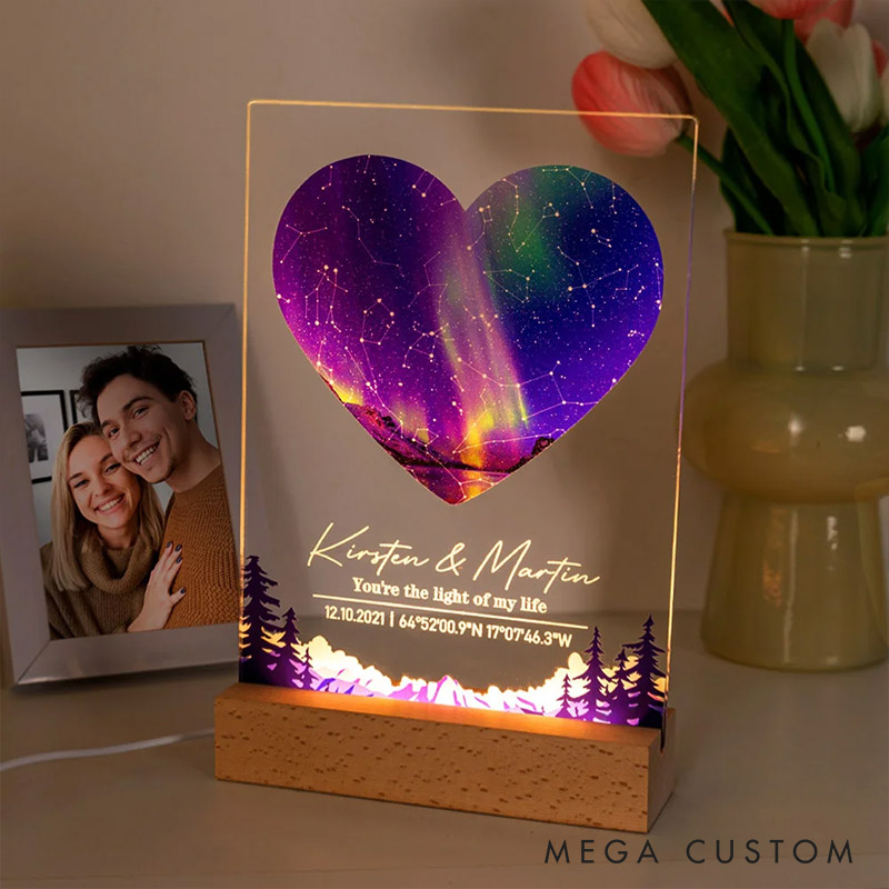 Personalized Couple Star Map by Date and Location Night Light Custom The Night Our Story Began Night Light Constellation Map Anniversary Gift