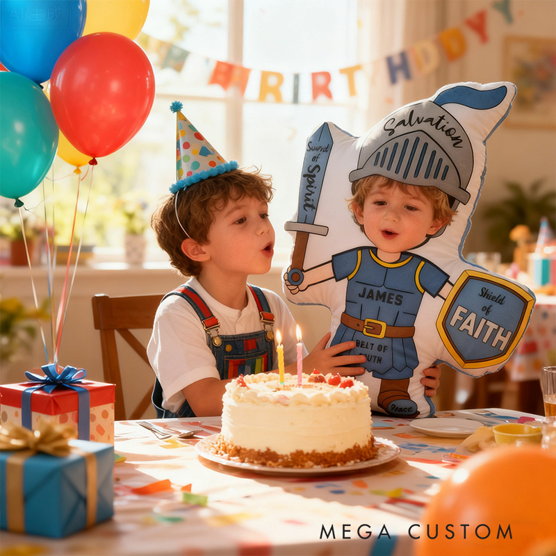 Personalized Armor Of God Pillow with Custom Name and Photo Christian Pillow Room Decor Religious Gift for Boys