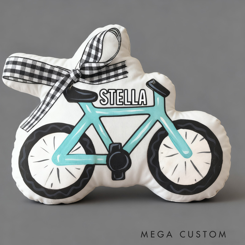 Personalized Christmas Blue Bicycle Graphic 3D Print Pillow Decor Vintage Bike Keepsake for Cyclist Cycling Lovers Soft and Funny Home Decor