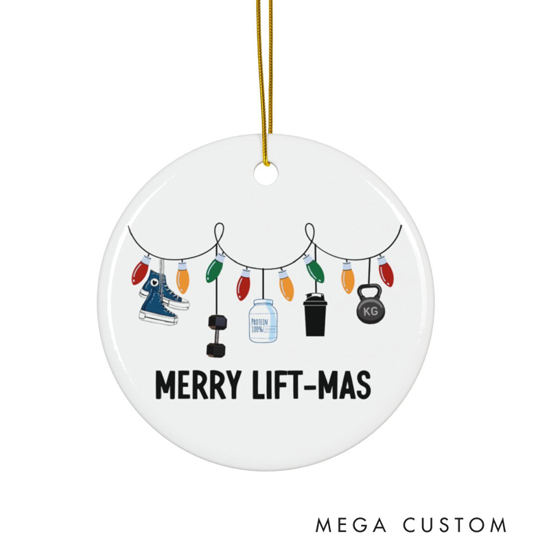 Personalized Ceramic Ornament Exercise Ornament Fitness Ornament Workout Decoration Merry Fitmas Weightlifting Gift Gym Decor Christmas Ornament