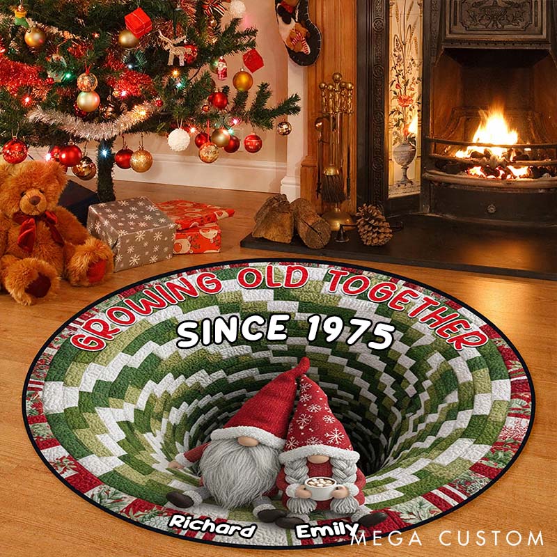 Personalized Gnome Couple Round Mat Christmas Gifts for Couple Gnome Mat with Name for Husband Wife Couple Anniversary Gift