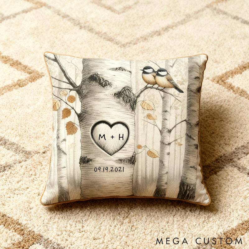 Personalized Couple Bird Pillow Couple Anniversary Lovebird Pillow Newlywed Gift Home Decor Pillow Couple Xmas Gift for Wife Girlfriend
