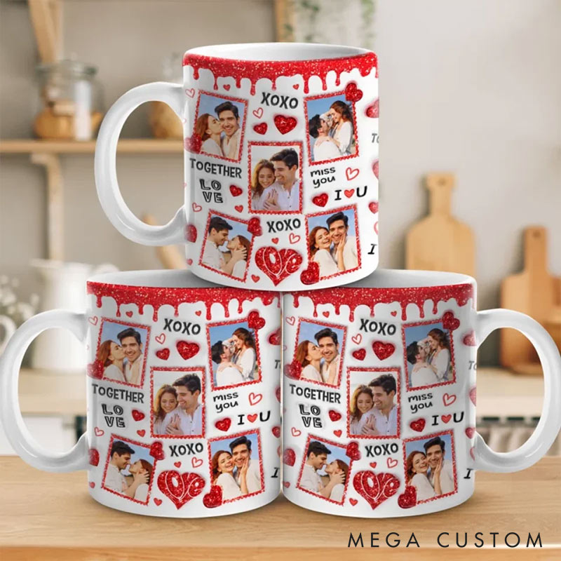 Personalized Couple Custom Photo Mug 3D inflated Effect Printed Mug Anniversary Gift For Husband Couple Girlfriend Boyfriend Coffee Mug for Her Him