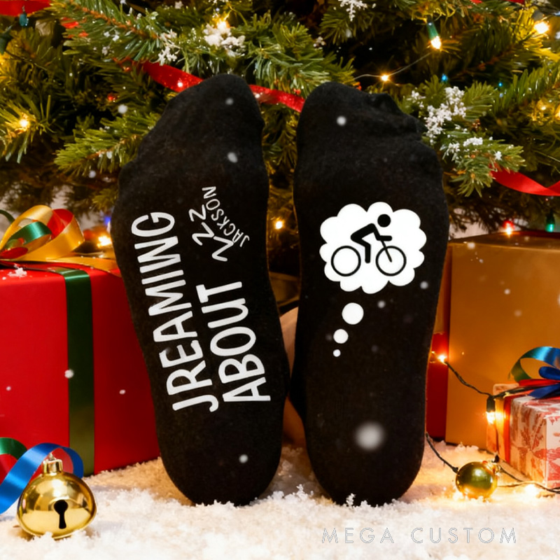 Personalized Lucky Cycling Socks Dreaming About Cycling Gift Socks for Rider Cyclists Biker Cycling Lover