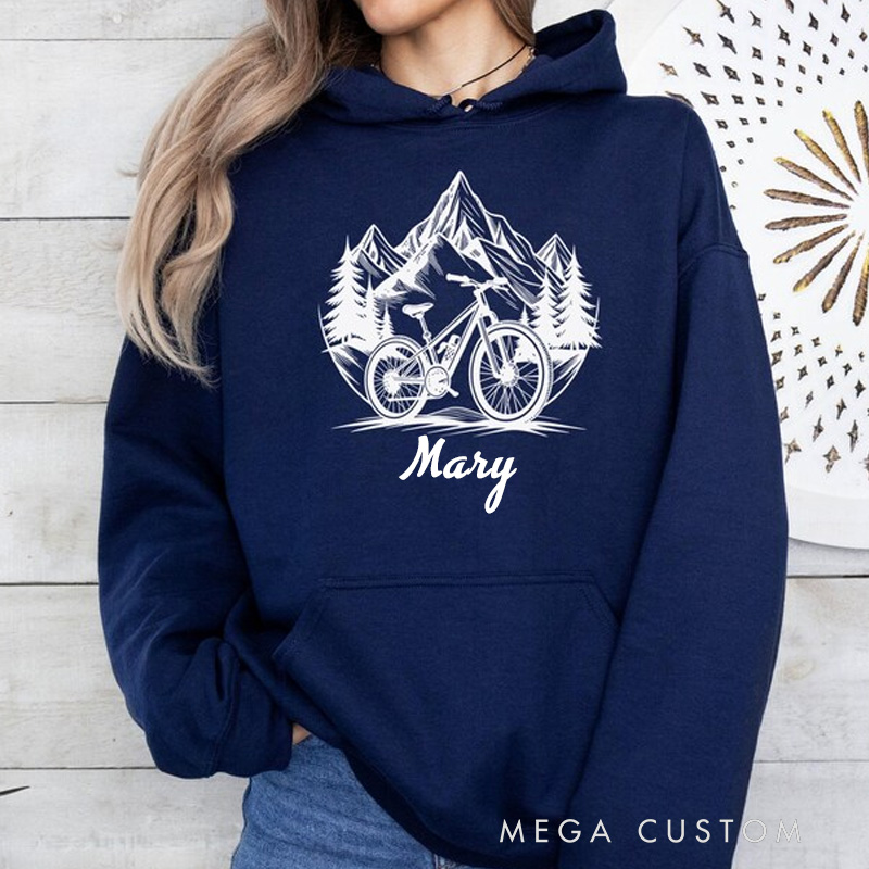 Personalized Mountain Bike Hoodie Bike Lover Gift Top Cycling Hoodie Bicycle Lovers Rider Riding Lovers