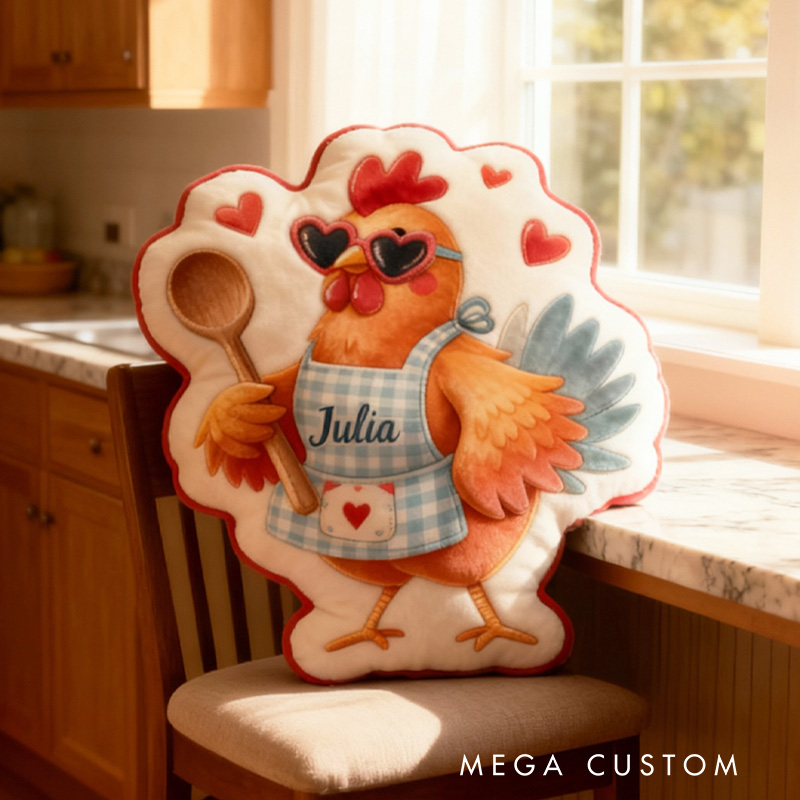 Personalized Cooking Chicken Throw Pillow Graphic 3D Print Baking Baking Pillow with Name for Kids Baker Birthday Gift