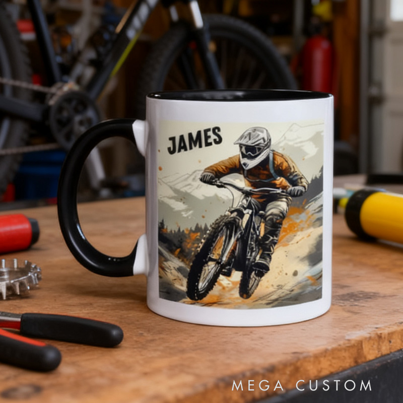 Personalized MTB Cycling Coffee Mug Mountain Bike Gift Cyclist Gift Biker Racer Gift Cycling Gift Bike Gift Bicyclist Mug