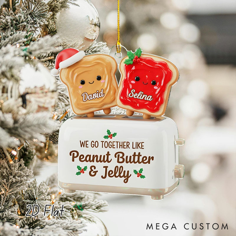 Personalized We Go Together Like Coffee & Donut Ornament Butter Jelly Couple Gifts for Boyfriend Girlfriend Funny Christmas Gift Ideas