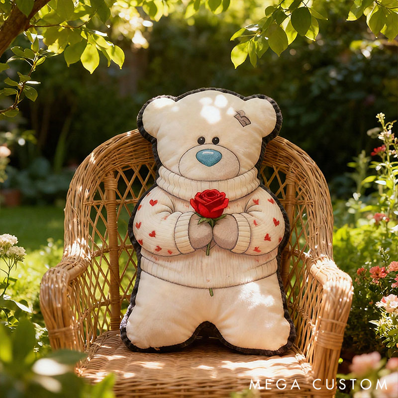 Personalized Teddy Bear Hug Pillow Girlfriend Gift Pillow Cute Bear Pillow for Girlfriend Christmas Gift Pillow