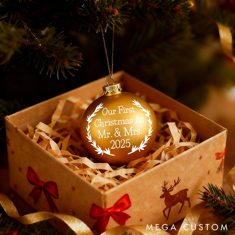 Personalized Our First Christmas as Mr. & Mrs. Ornament Couple Xmas Decor Ball Newlyweds Christmas Decor Bulb Ornament