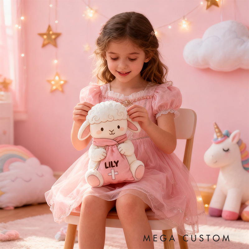 Personalized Jesus Loves me Little Lamb Graphic 3D Print Pillow with Name Home Decor Christian Pillow Religious Gift Faith Pillow for Girls