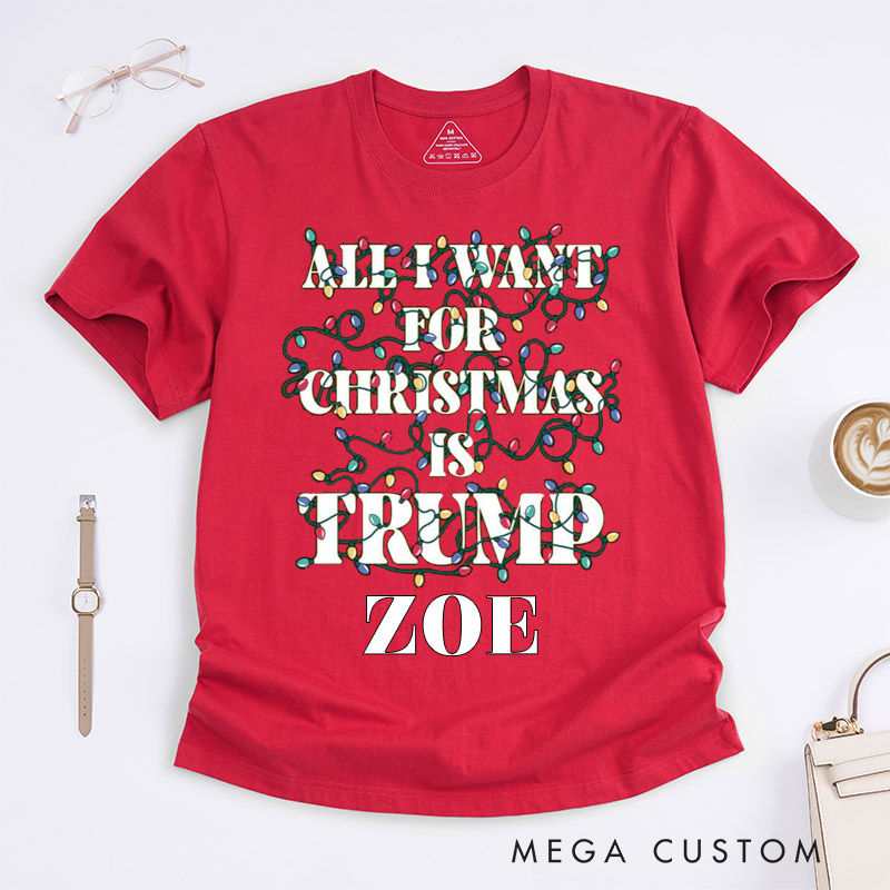 Personalized All I Want for Christmas Is Fun Classic T-shirt Custom Name Holiday Gift Unisex Tee Present for Friends Family Supporter Music Lovers
