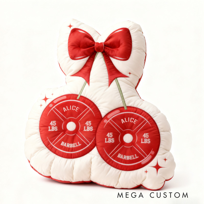 Personalized Coquette Cherry Gym Pillow Graphic 3D Print Gym Christmas Gift Ideas 45lb Plate Fitness Workout Pillow Comfortable Christmas Decor for Gym Lovers