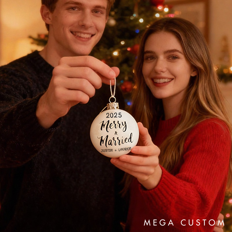 Personalized Merry and Married Ornament Custom Couple 1st Christmas Ornament Newlywed Christmas Gift Decor