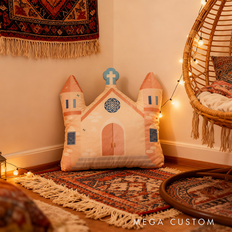 Personalized Chruch Pillow with Custon Chruch Photo Home Decor Pillow Religious Faith Gift Catholic Gift Mass Gift for Kids