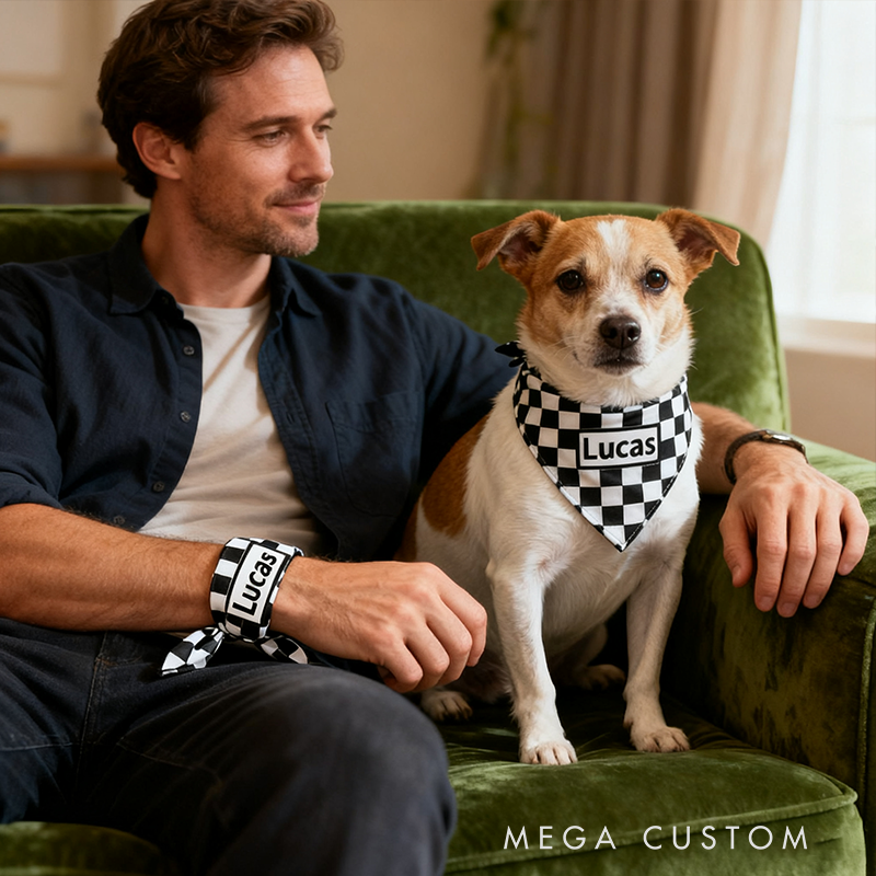 Personalized Checkered Bandana Custom Name Design Unique Gift for Racers and Racing Lovers