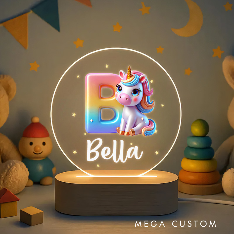 Personalized Initial Letter with Name Soft Glow Decorative Gift Magical Princess Style Cozy Nursery Room Dream Star Light