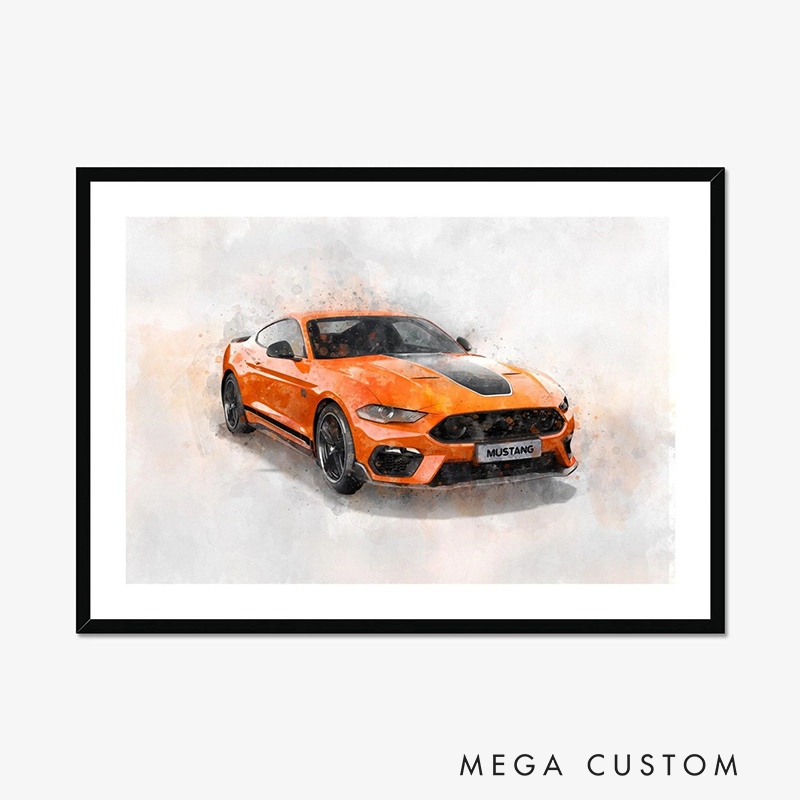 Personalized Car Cartoon Portrait Watercolour Driver Gift Idea Driving Present for Him
