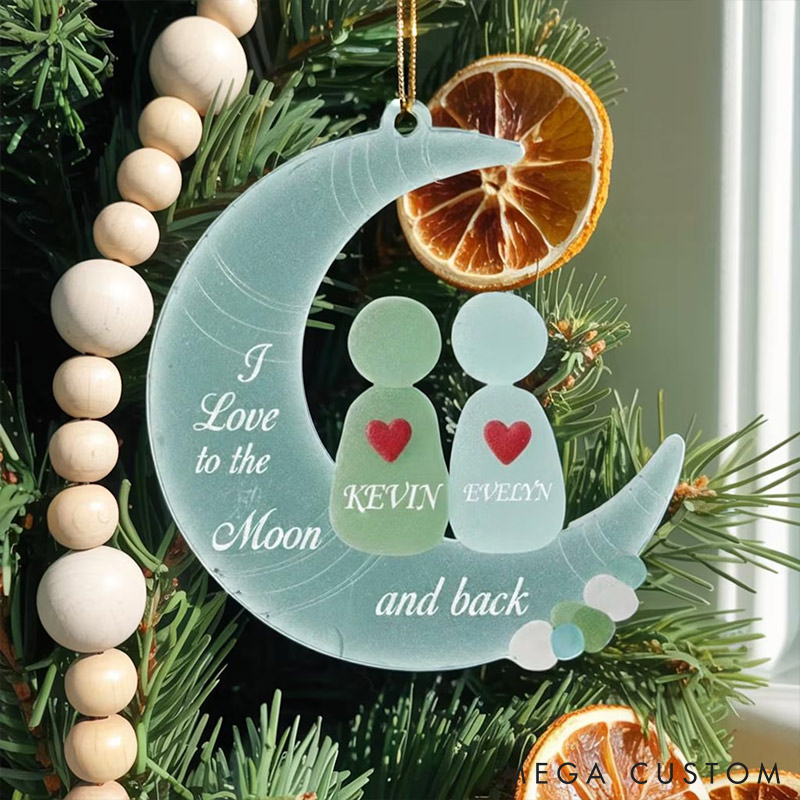 [Copy]Personalized Sea Glass-Style Couple Chrismas 2D Flag Couple Swing Design Ornament Chrismas Decoration with Names Chrismas Gift for Husband Wife