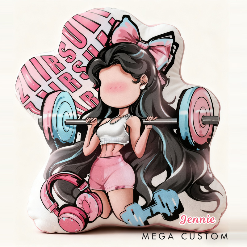 Personalized Fitness Girl Photo Pillow Graphic 3D Print Funny Photo Pillow Name Pillow Girly Health and Gym Fitness illustrations