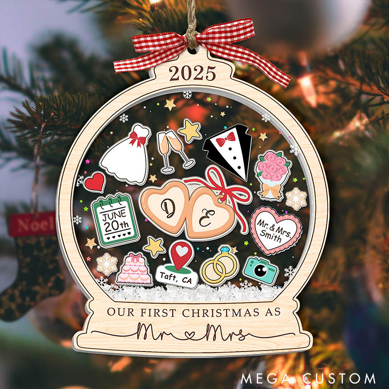 Personalized Our First Christmas as Mr & Mrs Shaker Christmas Ornament Newlyweds Couple Wedding Married Xmas Ornament First Christmas Gift for Him Her