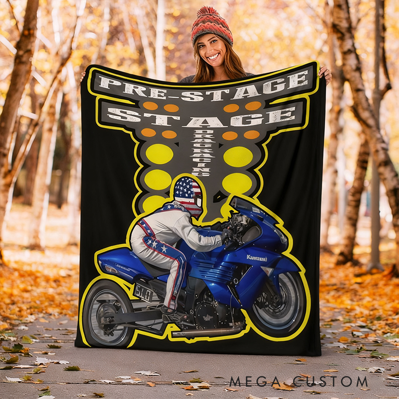 Personalized Drag Racing Blanket Custom Photo Christmas Tree Light Design Car Lover Gift