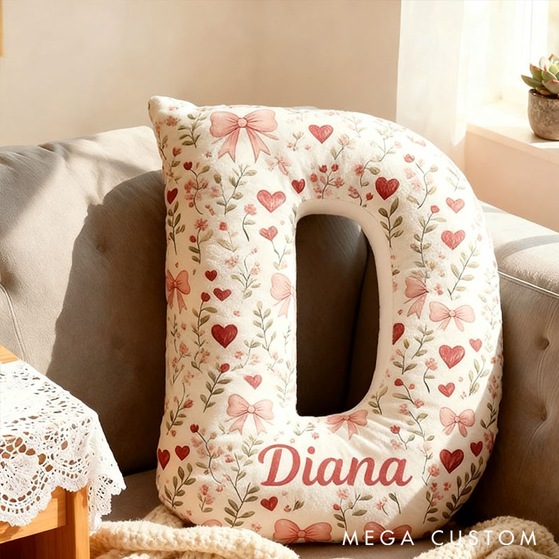 Personalized Flower Girl Floral Initial Pillow Home Decor Pillow Flower Girl Christmas Pillow