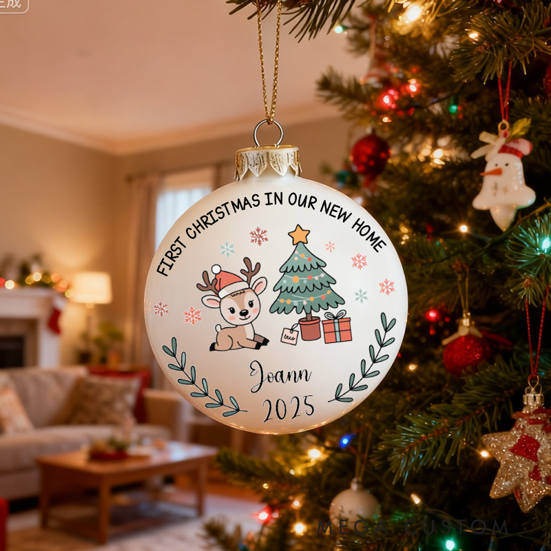 Personalized Unicorn Christmas Ball First Christmas Ornament in Our New Home 2025 for Kids Custom Keepsake Gift for Kids Festive Holiday Decoration
