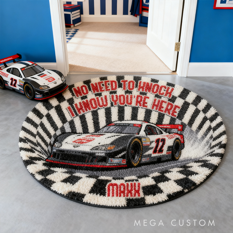 Personalized Spiral Speedway Doormat with Custom Name Design for Racers and Racing Lovers