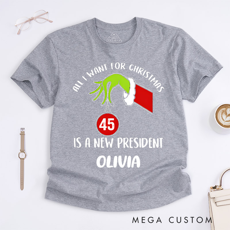 Personalized Christmas New President Classic T-shirt Custom Name Gift Humor Tee for Men and Women 45th President Holiday Gift for Friends Music Lovers