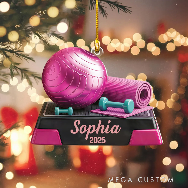 Personalized Workout 2D Flat Ornament Custom Name Christmas Tree Gym Christmas Ornament Fitness Christmas Ornament Fitness Lovers Gifts
