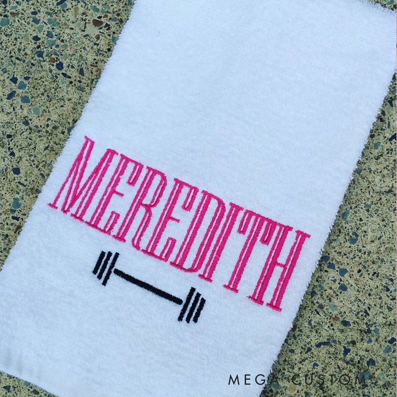 Personalized Barbell Gym Towel Monogrammed Sports Sweat Towel Sports Gym Hand Towel Workout Fitness Gym Lover Gift